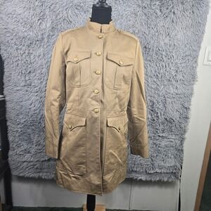 VTG Denim & Supply Ralph Lauren Womens XL Tan Military Button Front Field Jacket